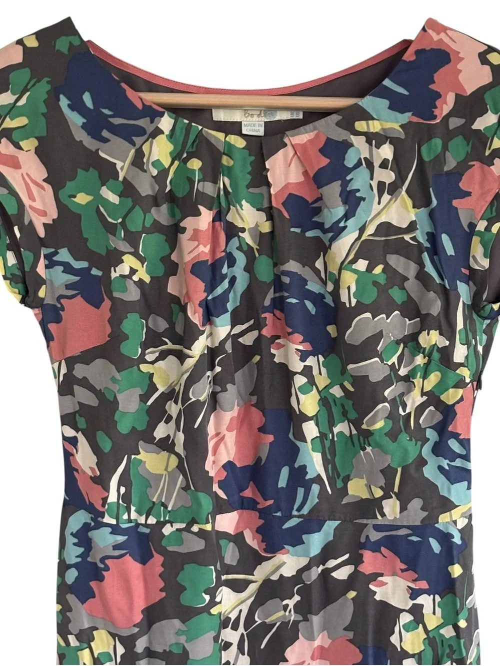 Boden Womens Floral Silk Blend Faux Wrap Midi Dress Size 4 Chic